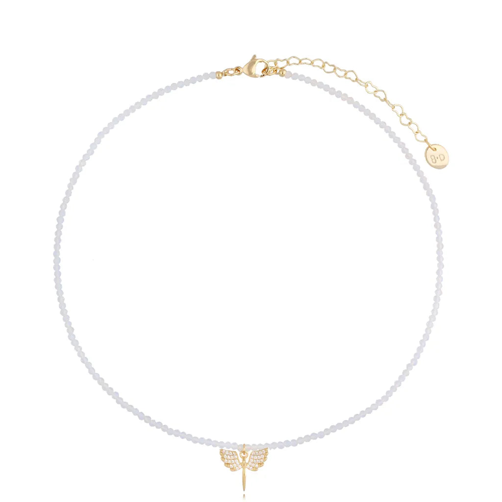 White Necklace with Wings Pedant