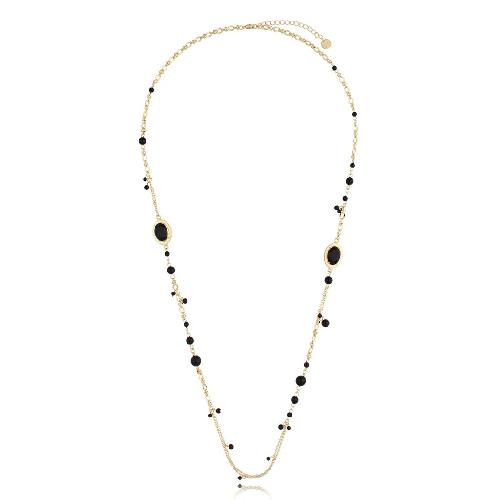 Long Black Crystal Necklace