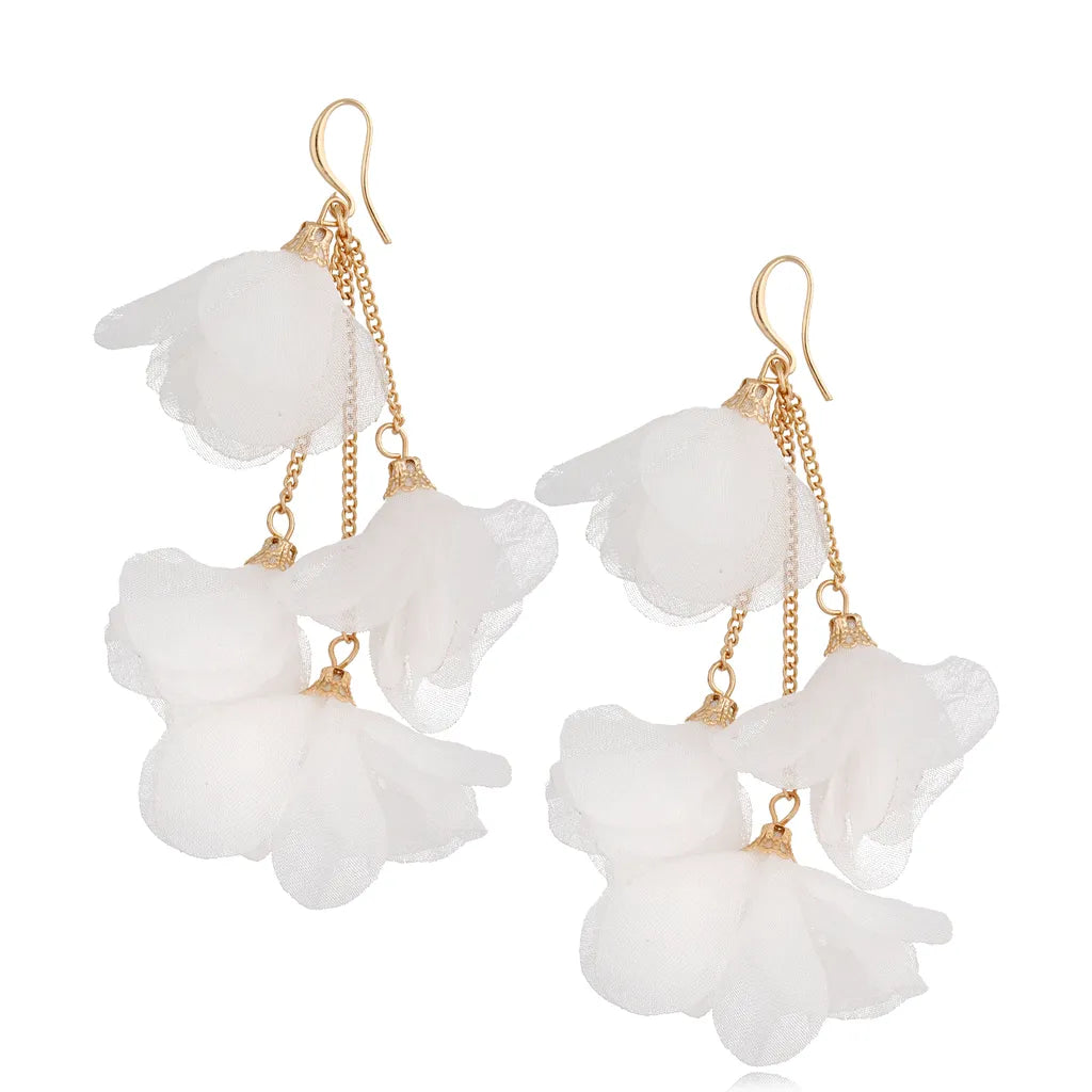 White Flower Earrings Apple