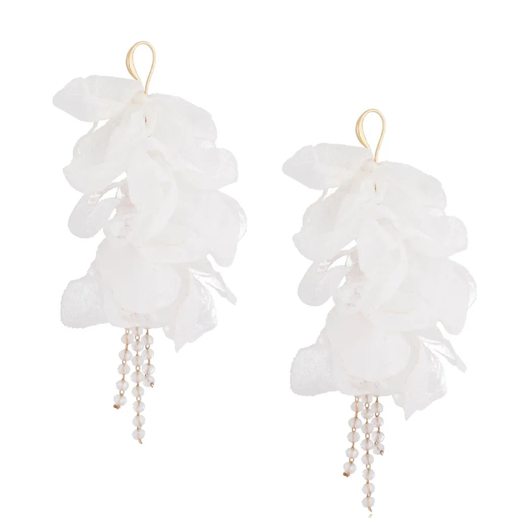 Silk Earrings with Clear Beads