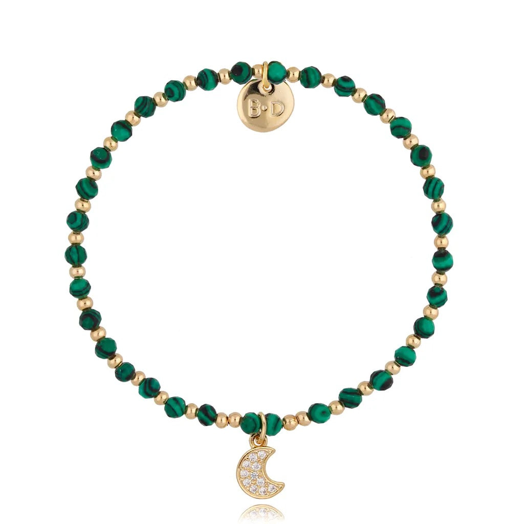 Green Bracelet with Malachite Stones and Garden Moon