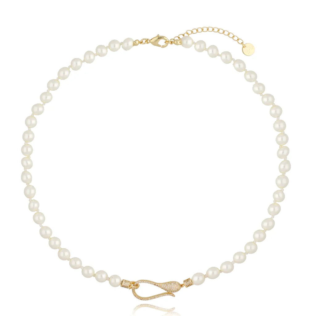 Gold Clip Pearl Necklace