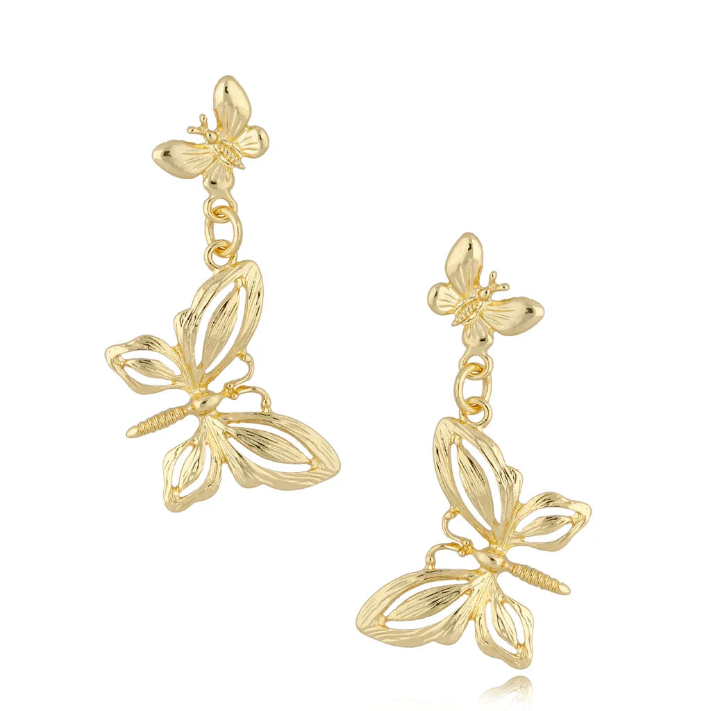 Gold Flutter Butterfly Earrings