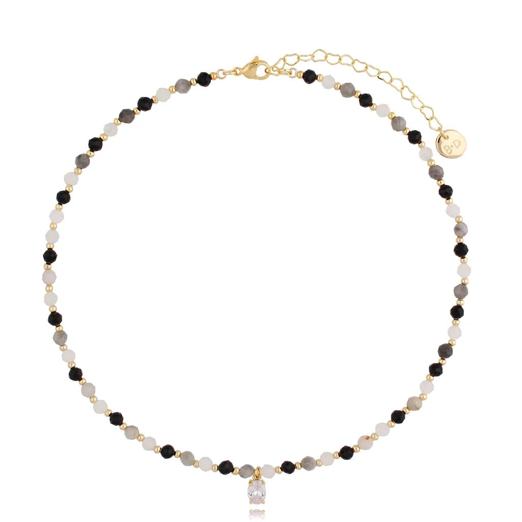 Ellie Black and White Moonstone Necklace