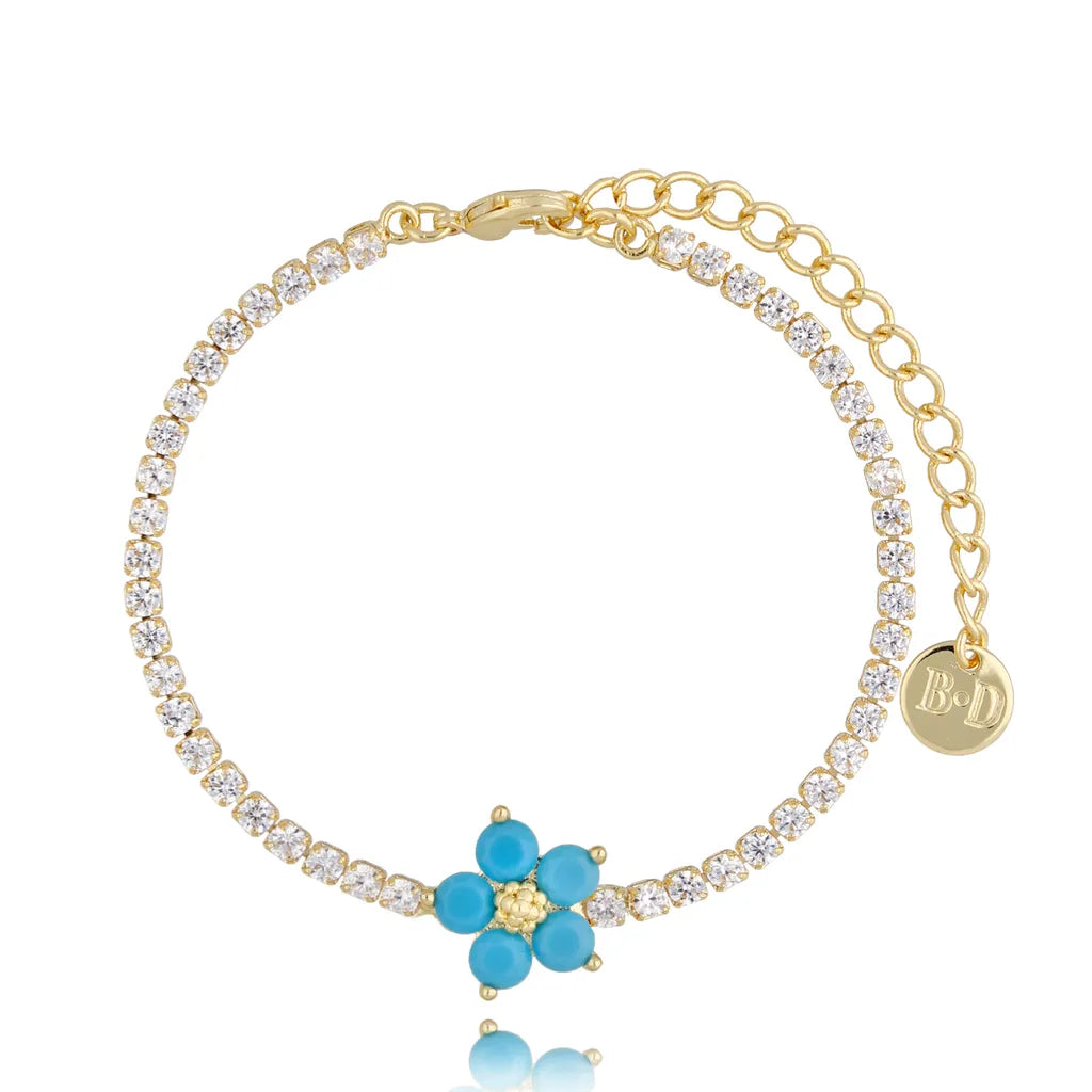 Turquoise Crystal Flower Bracelet