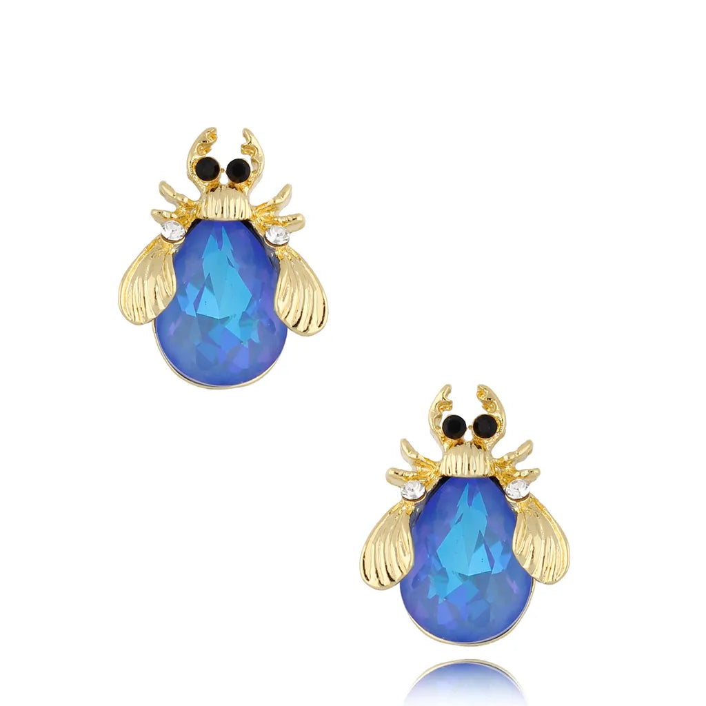 Light Blue Beetle Earrings