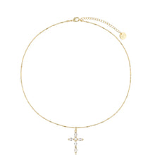 Load image into Gallery viewer, Gold Necklace with Clear Glam Cross
