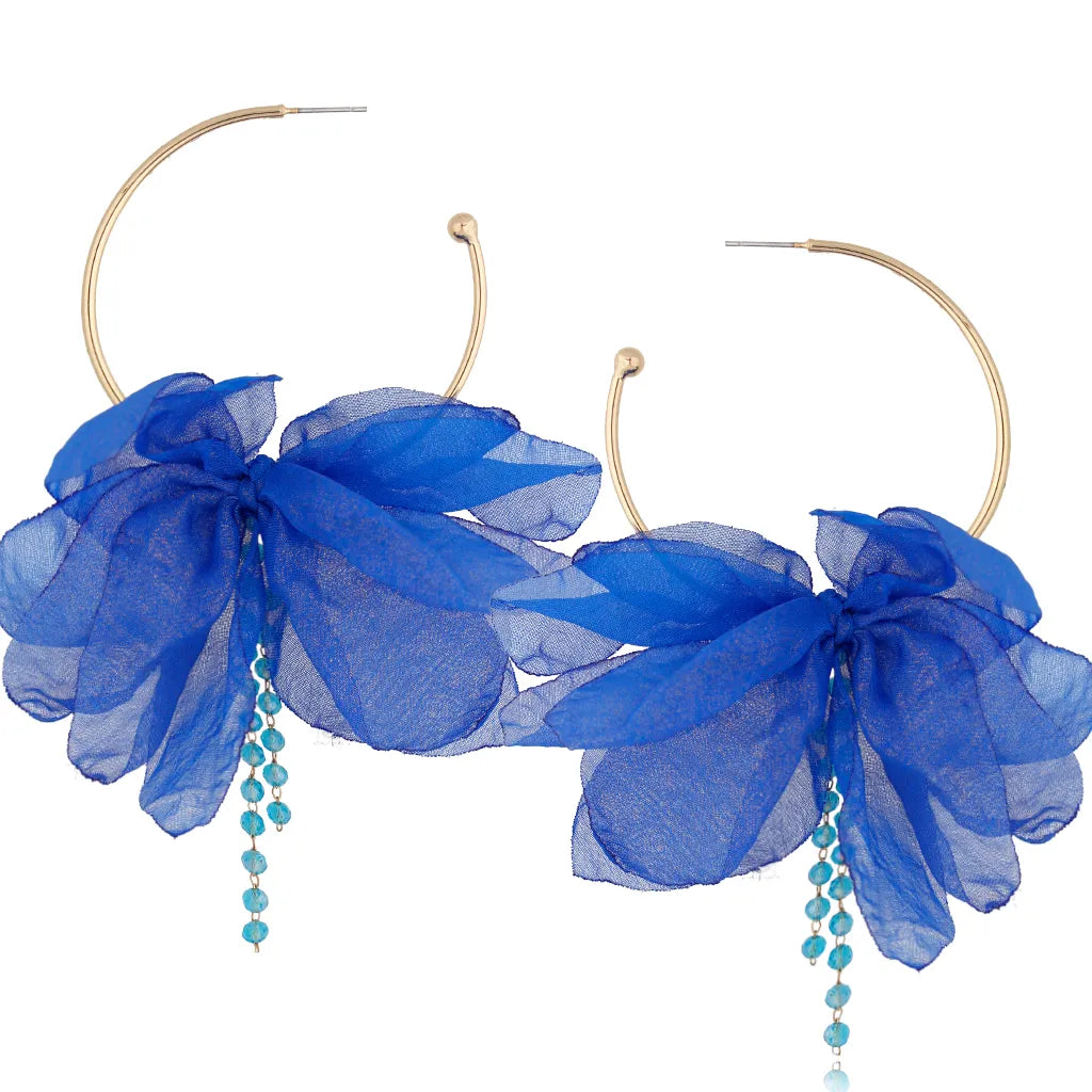 Cobalt Blossom Hoops