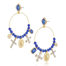 Load image into Gallery viewer, Jane Blue Crystal Hoop Earrings
