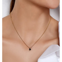 Load image into Gallery viewer, Gold Necklace with Black Cubic Zirconia Heart
