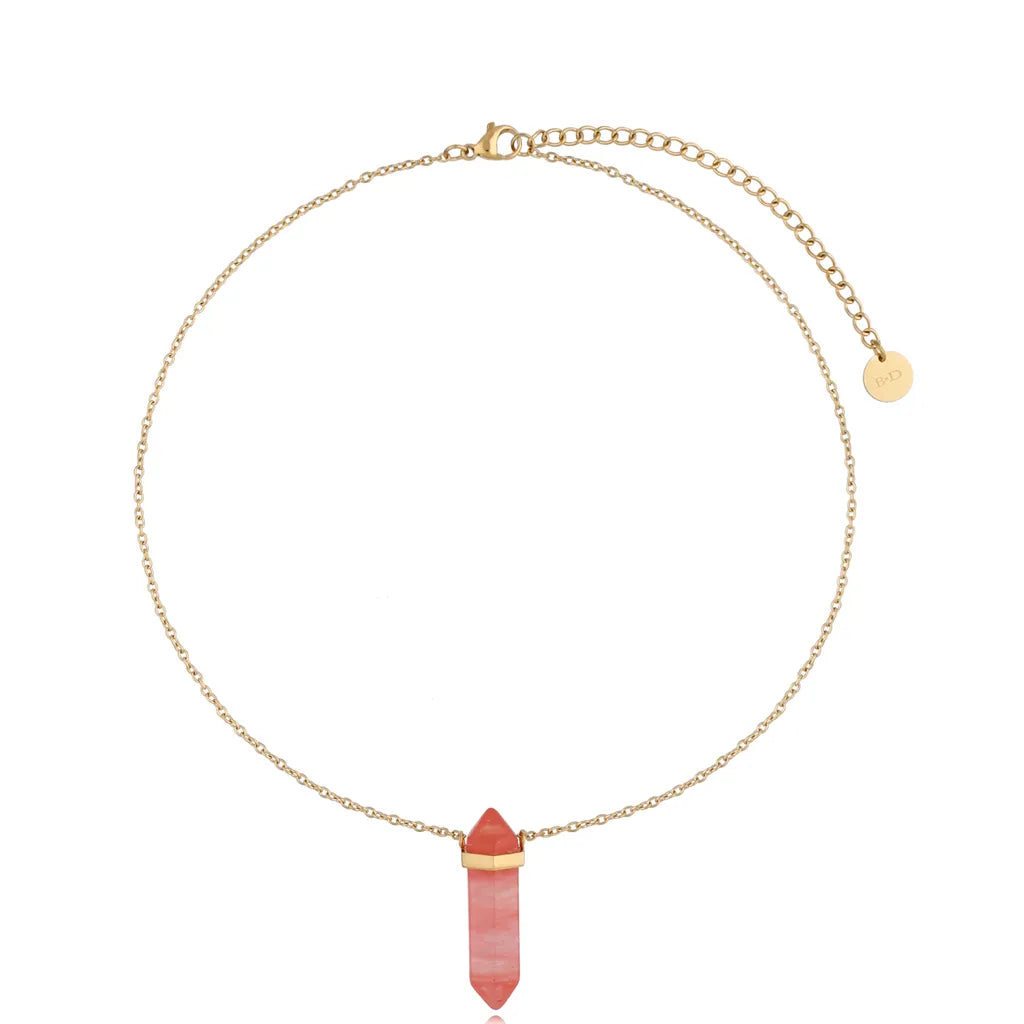 Summer Breeze Raspberry Quartz Stone Necklace