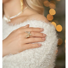 Load image into Gallery viewer, Gold Crystal Butterfly Ring
