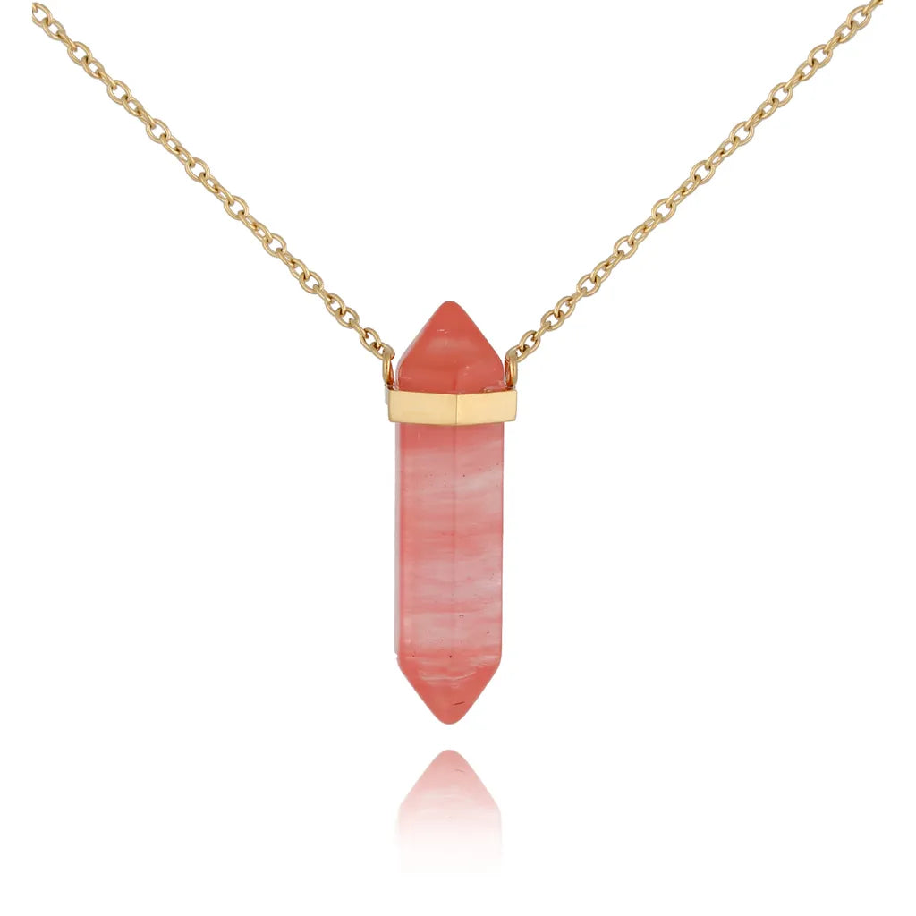 Summer Breeze Raspberry Quartz Stone Necklace