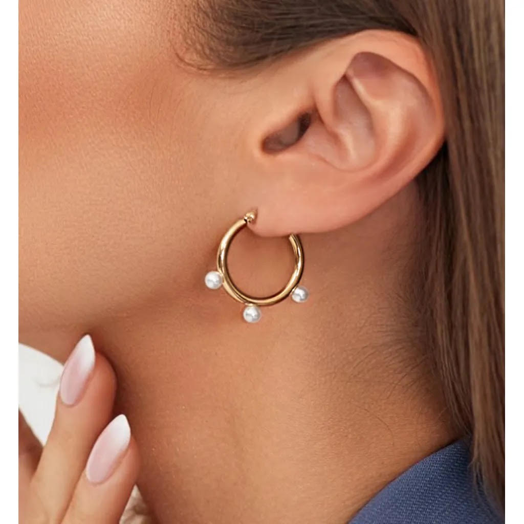 Pearl Gold Hoops