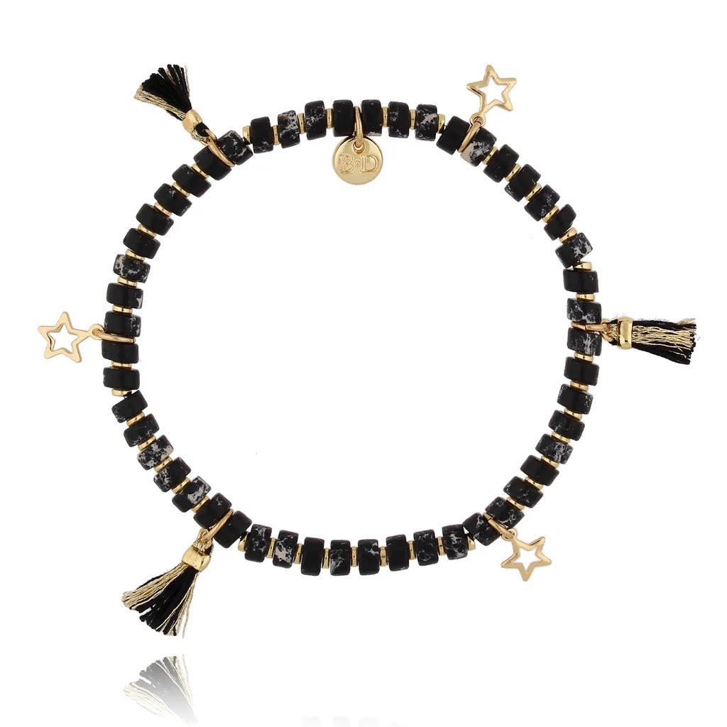 Stars and Tassels Black Bracelet