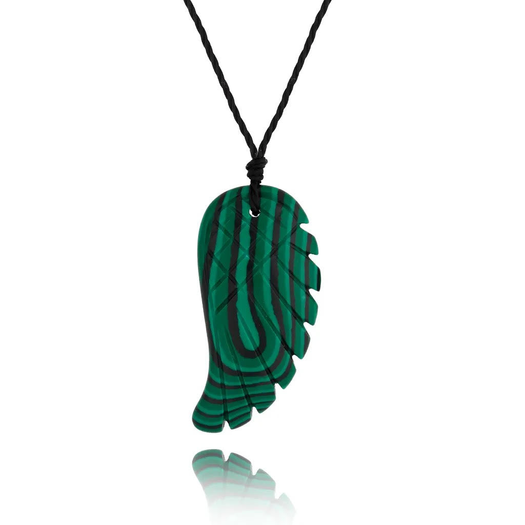 Malachite Wing Pendent Adjustable Necklace