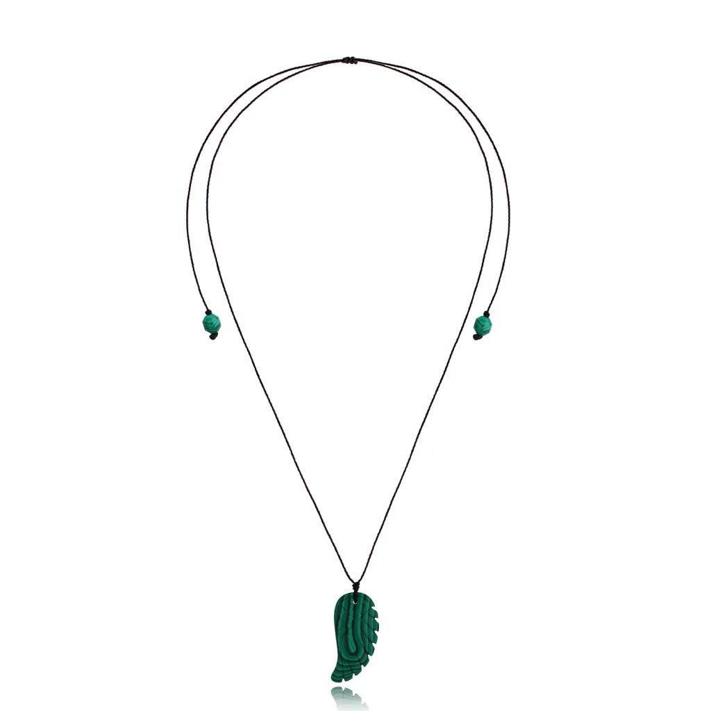 Malachite Wing Pendent Adjustable Necklace